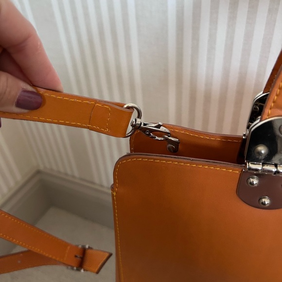 Nardelli Genuine Leather Made in Italy Orange Leather Top Handle Handbag - Picture 9 of 11